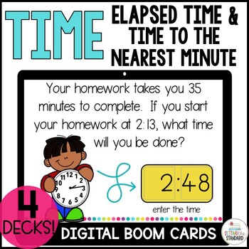 Preview of Telling time to the minute | Elapsed time Boom Cards