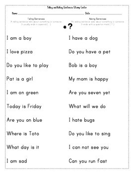 Telling vs Asking Sentences Center Activity by Sailing Through the