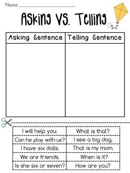 Telling vs. Asking Sentences Pack by Miss Giraffe | TpT