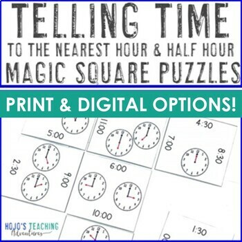 Preview of Telling Time to the Hour and Half Hour Worksheet Alternative - Digital or Print