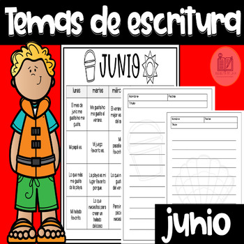 Preview of Temas Para Escritura Mes de Junio - Writing Prompts for June in Spanish