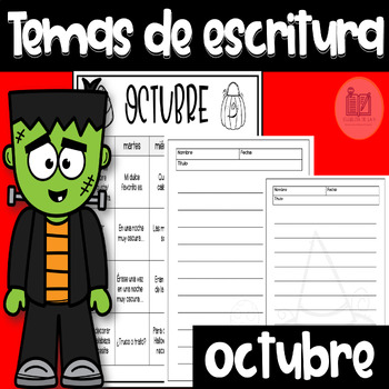 Preview of Temas Para Escritura Mes de Octubre - Writing Prompts in Spanish