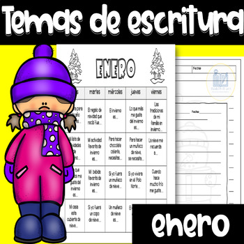 Preview of Temas de Escritura - Enero - Writing Prompts for January in Spanish