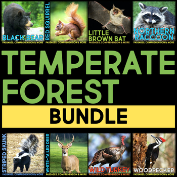 Preview of Temperate Forest BUNDLE: Nonfiction Animal Research Comprehension Activities
