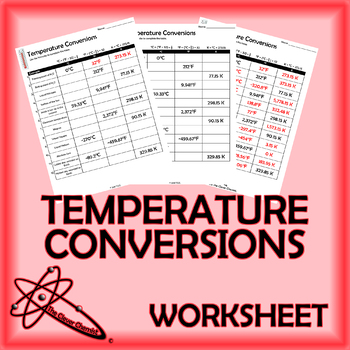 Preview of Temperature Conversion Worksheet