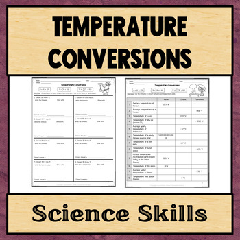 Converting Temperature with Answer Key