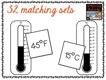 Download Temperature Match-Up: Fahrenheit and Celsius by Reading Royalty | TpT