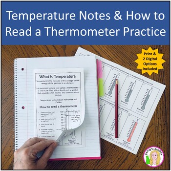 Preview of Temperature Notes and How to Read a Thermometer Practice
