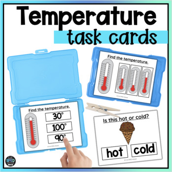 Preview of Units of Measurement Identifying Temperature Task Cards for Special Education