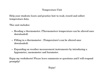 Preview of Temperature Unit