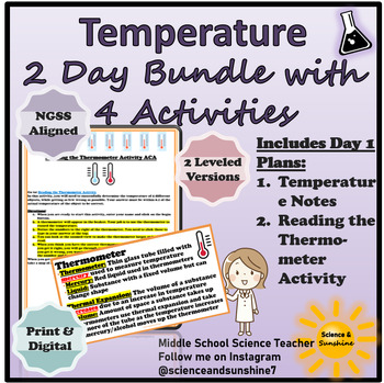 Preview of Temperature Unit Notes & Activities 2 Days Worth, 4 Materials