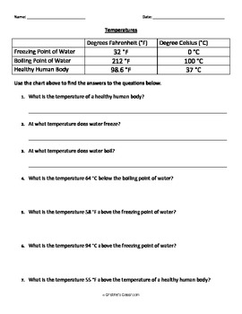 temperature worksheet science and math by cristina s classroom