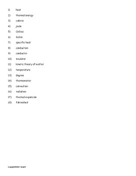 temperature and heat quiz or worksheet for physical science tpt