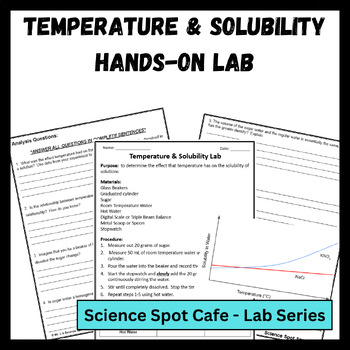 Preview of Temperature & Solubility Lab - Great End of the Year Activity - Digital Resource