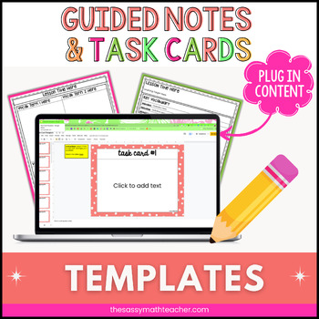 Preview of Editable Guided Notes and Task Card Templates Bundle for Teachers Google Slides