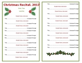 Template - Half Sheet Program for Holiday Recital/Concert 