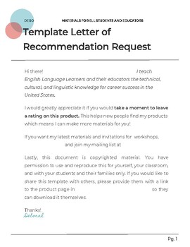Teacher Letter Of Recommendation Template from ecdn.teacherspayteachers.com
