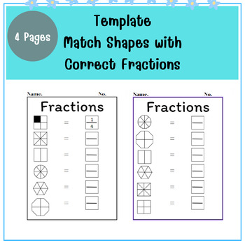 Preview of Template Match Shapes with Correct Fractions