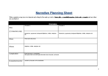 Preview of Template - Narrative planning sheet