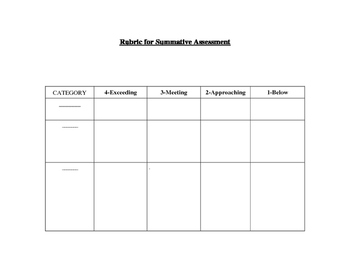 Preview of Template Rubric for Assessment
