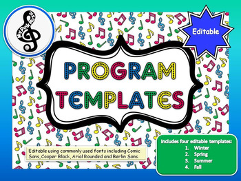 Preview of MUSIC Program Template: 4 seasonal designs for any performance (downloadFREEBIE)