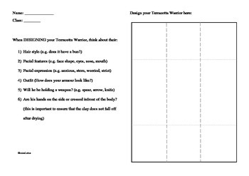 Preview of Template for designing your own terracotta warrior (suitable for 3-6 grades)