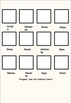 Preview of Template for game "Wer bin ich?" - Primary school | Deutsch | German