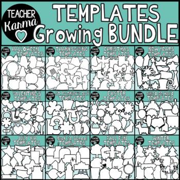 Preview of Templates Shapes to Write On Holiday Clipart: GROWING BUNDLE