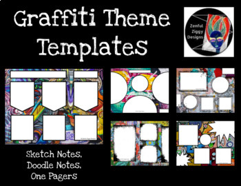 Preview of Templates: Sketch Notes, One Pagers (Graffiti Theme)- Distance Learning