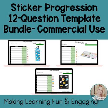 Preview of Templates Sticker Progression Bundle - Self-Checking - Self-Grading - Editable