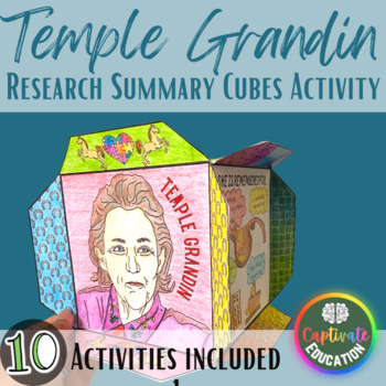 Preview of Temple Grandin Biography Research Project Activities Cube Women's History Month