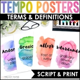 Tempo Posters - 35 Tempo Terms & Definitions - Watercolor 