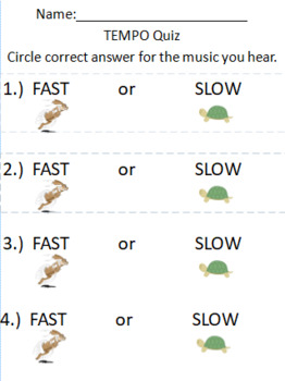 Preview of Tempo Quiz - Fast or Slow
