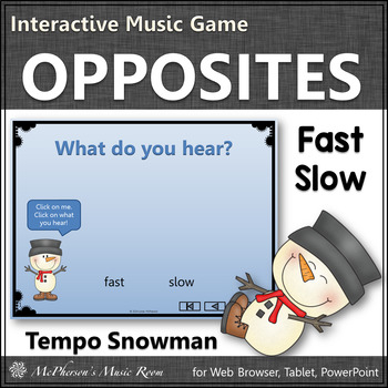 Preview of Winter Music | Tempo Fast and Slow Interactive Music Game + Assessment {Snowman}