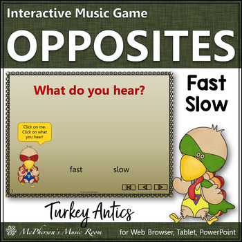 Preview of Thanksgiving Music | Tempo Fast and Slow Interactive Music Game {Turkey Antics}