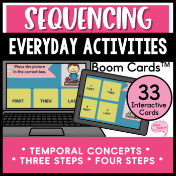 Preview of Temporal Concepts and Everyday Activities Sequencing Speech Therapy Boom Cards™