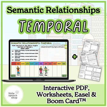 Preview of Temporal Semantic Relationships - Boom Card, Interactive PDF, Worksheets, Easel