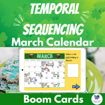 Preview of Temporal Sequencing Questions March Calendar 3rd to 5th Grade Boom™Cards