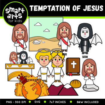 satan tempts jesus clipart for children