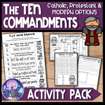 Preview of Ten (10) Commandments Activity Pack (Catholic, Protestant & Modern Versions)
