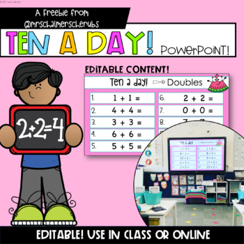 Preview of Ten A Day PowerPoint Slide | Mental Maths | Freebie by Mrs Chalmers Cherubs