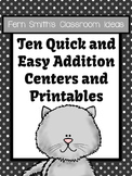 Addition Quick and Easy to Prep Math Center Games