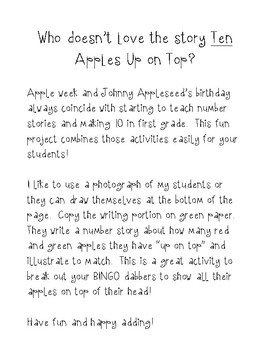 Preview of Ten Apples Up On Top Making 10 Craftivity