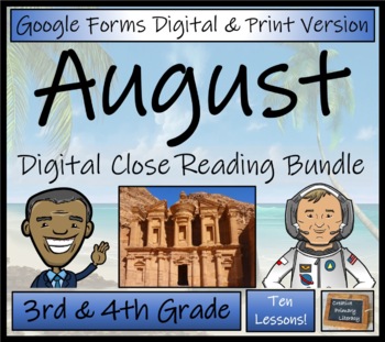 Preview of Ten August Close Reading Passages | Digital & Print | 3rd Grade & 4th Grade