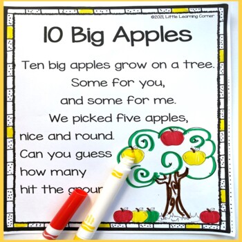 Preview of Ten Big Apples Poem for Kids | Apple Reading