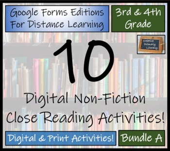 Preview of Ten Close Reading Activities Bundle A | Digital & Print | 3rd Grade & 4th Grade