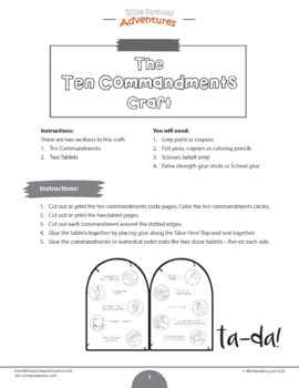 Ten Commandments Bible Craft by Bible Pathway Adventures Classroom