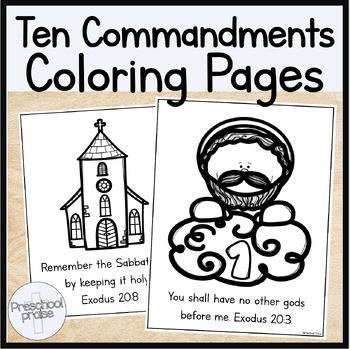 Preview of Ten Commandments Bible Verses Coloring Pages - Preschool Ministry Curriculum