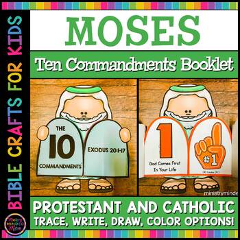 Preview of Ten Commandments Craft | Protestant & Catholic | Trace, Write, Draw Bible Craft