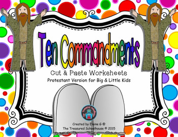Preview of Ten Commandments Cut & Paste Worksheets for  Kids - Christian